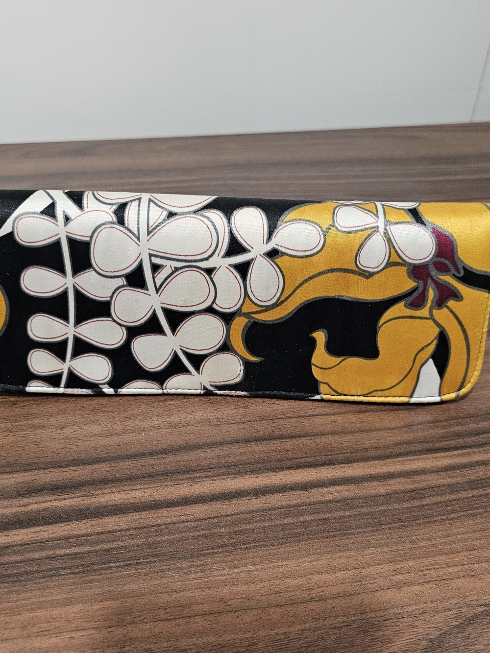 Vintage Avante Garde Floral Gold Black White Evening Clutch Bag - Picture 3 of 9